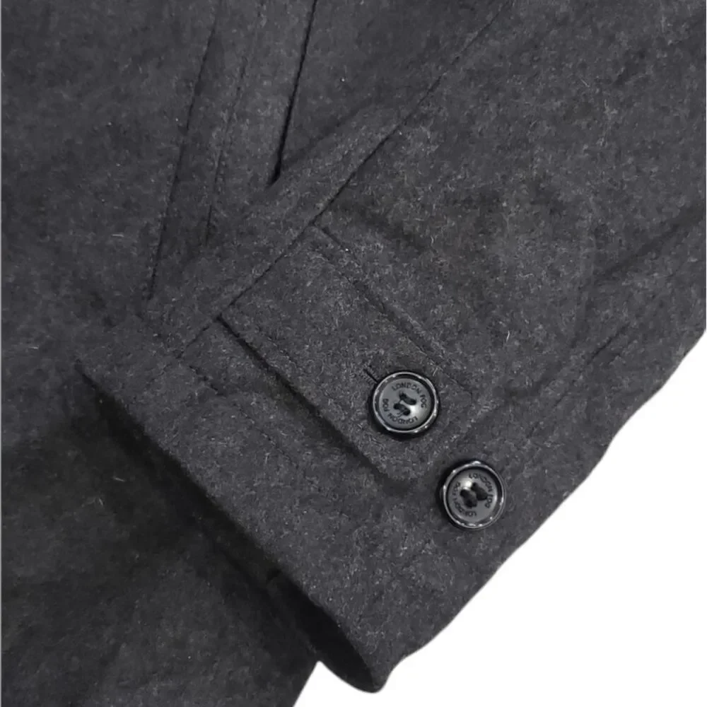 London Fog Men's Gray Wool Pea Coat L